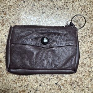 Unknown Brand Leather Key & Coin Pouch - Dark Brown